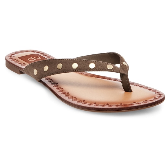 dv Bel Flip Flop Sandals Olive Studded New - Picture 2 of 6